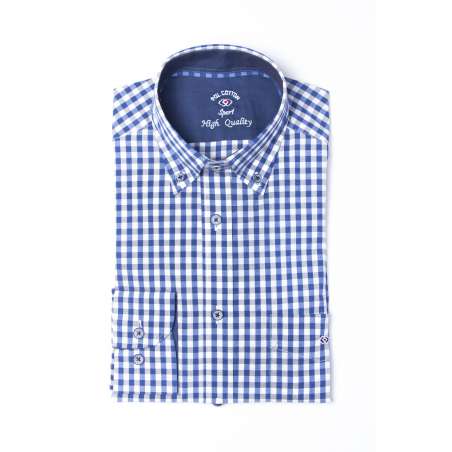 Camisa cuadro vichy azul/gris