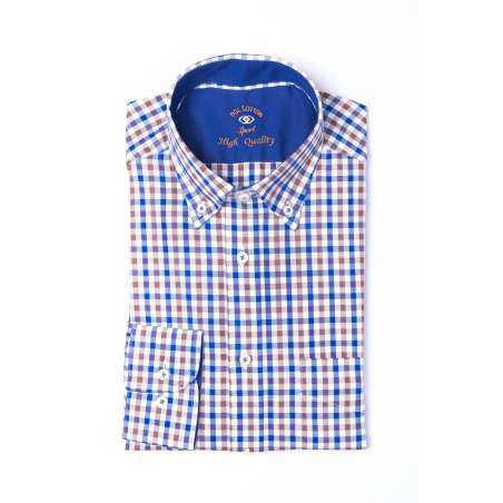 Camisa cuadro vichy azul/marrón