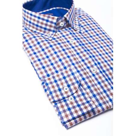 Camisa cuadro vichy azul/marrón