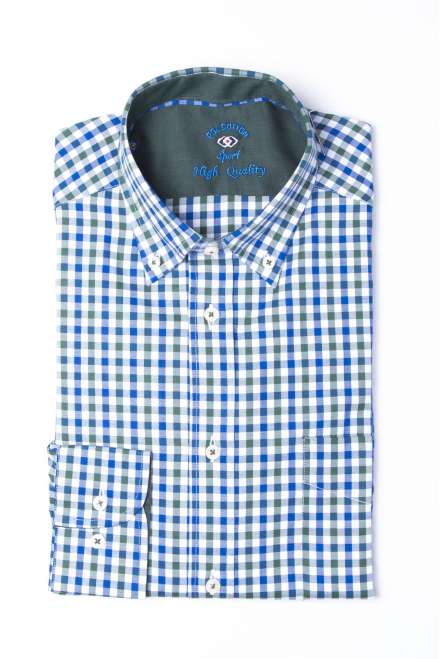 Camisa cuadro vichy azul/verde