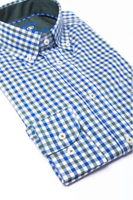 Camisa cuadro vichy azul/verde