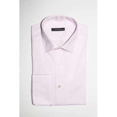 Camisa vestir cuello clásico puño doble rosa
