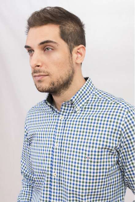 Camisa cuadro vichy azul/verde