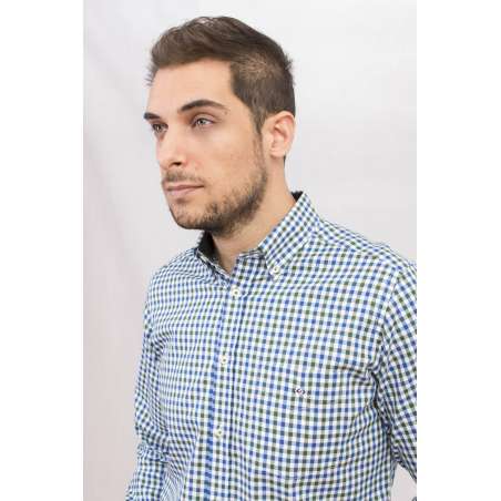 Camisa cuadro vichy azul/verde