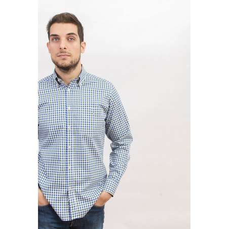 Camisa cuadro vichy azul/verde