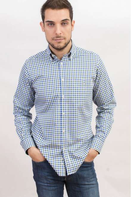 Camisa cuadro vichy azul/verde