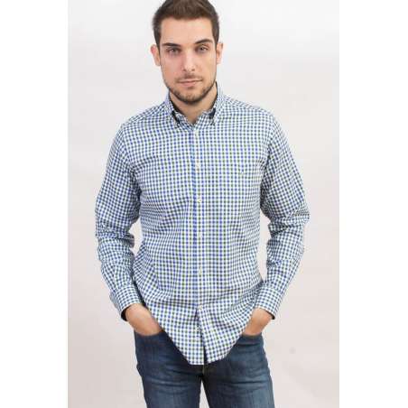 Camisa cuadro vichy azul/verde