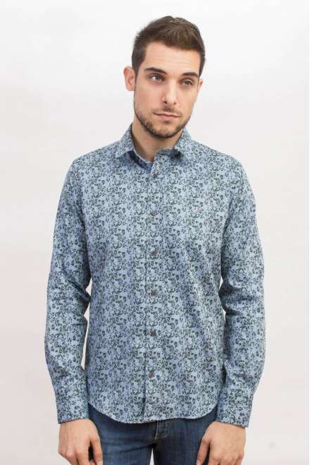 Camisa denim floral