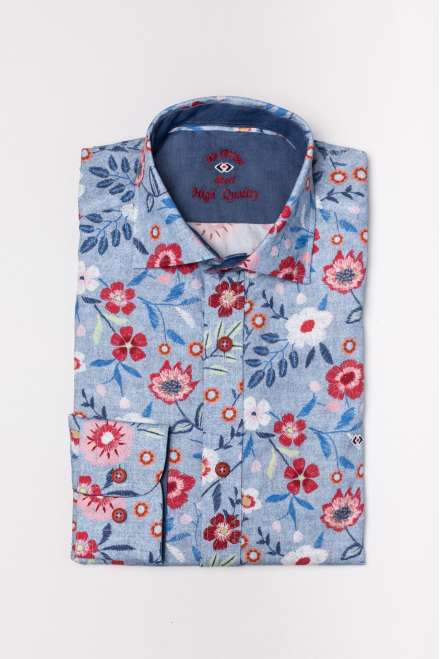 Camisa flores grandes índigo