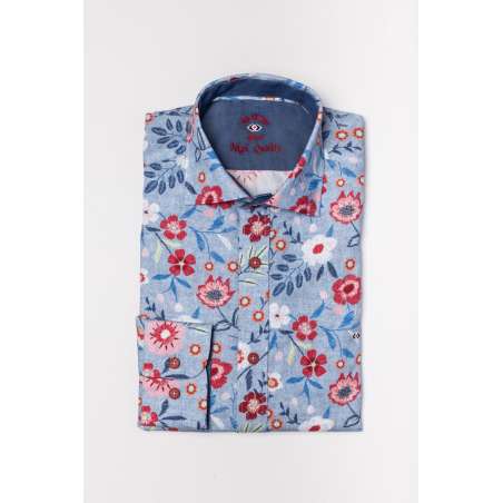 Camisa flores grandes índigo