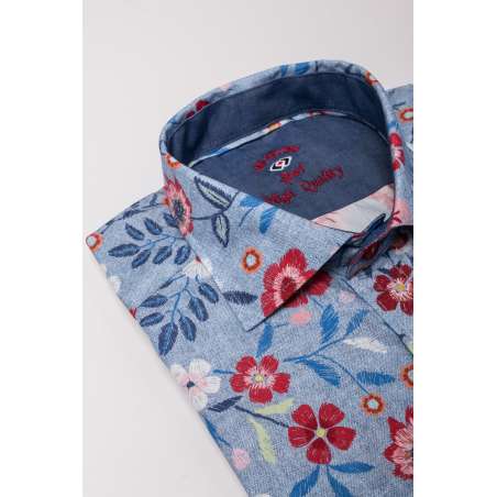 Camisa flores grandes índigo