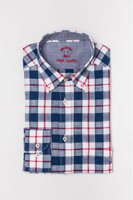 Camisa cuadro grande azul y rojo