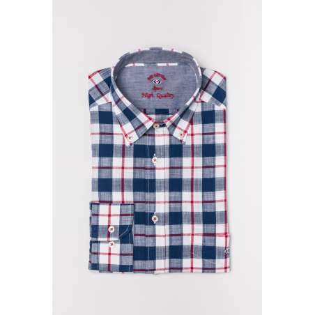 Camisa cuadro grande azul y rojo