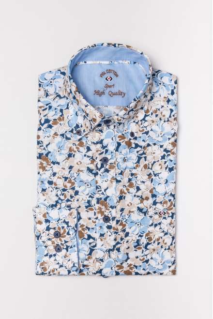 Camisa flores grandes sin bolsillo