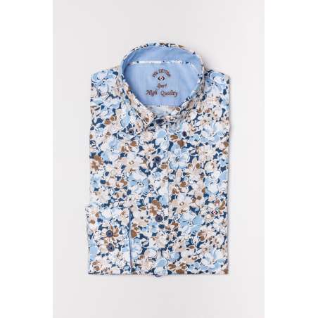 Camisa flores grandes sin bolsillo