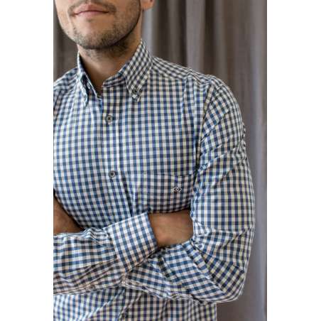 Camisa cuadro vichy azul/gris