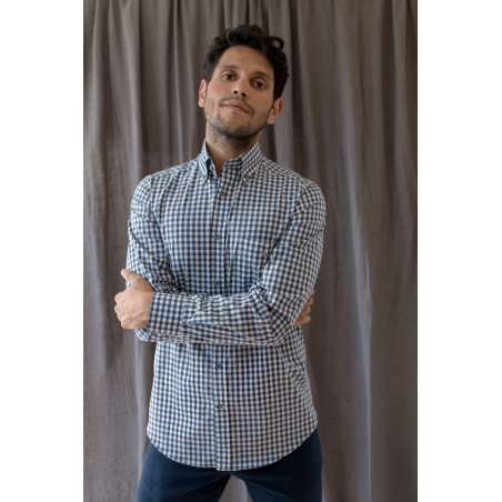 Camisa cuadro vichy azul/gris