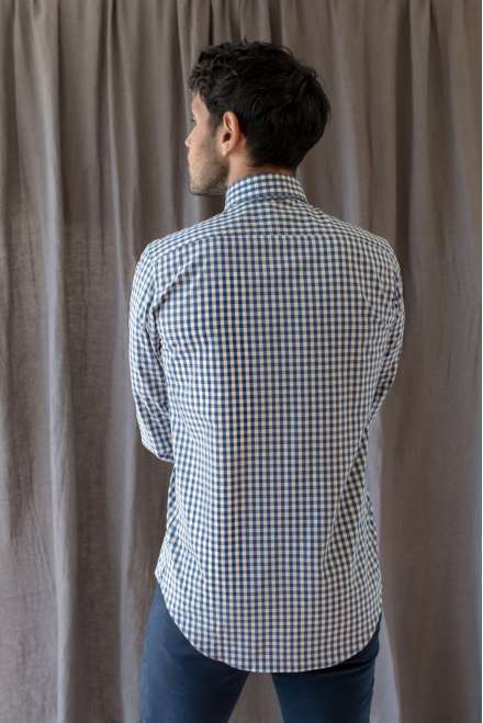 Camisa cuadro vichy azul/gris