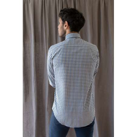 Camisa cuadro vichy azul/gris