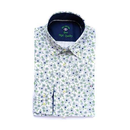 FIL&FIL BLANCO FLORAL MARINO Y VERDE