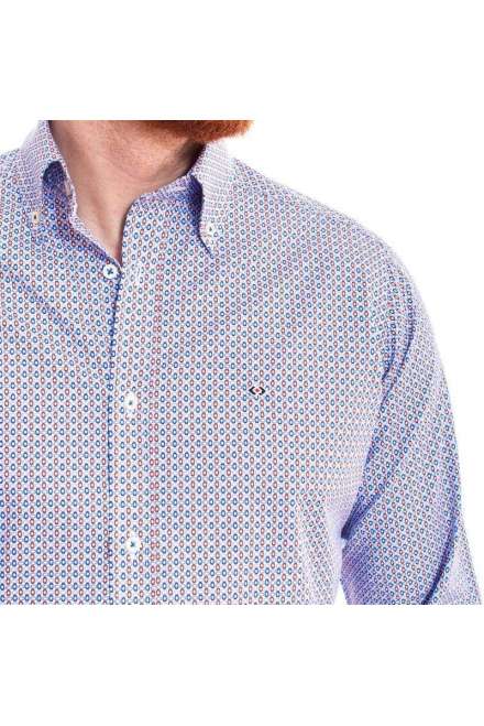 CAMISA CIRCULOS MARRÓN Y AZUL